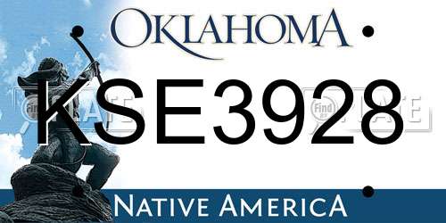 KSE3928 Oklahoma License Plate