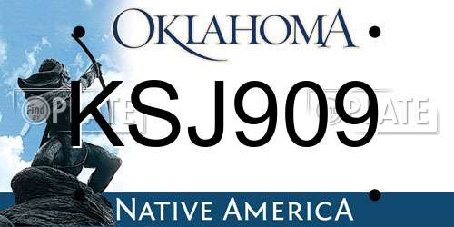 KSJ909 Oklahoma License Plate