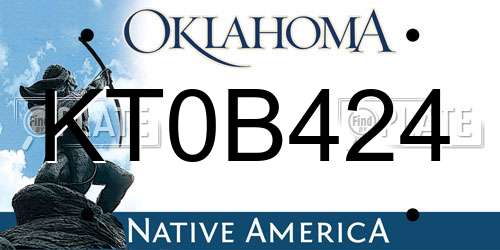 KT0B424 Oklahoma License Plate