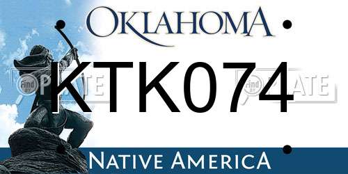 KTK074 Oklahoma License Plate
