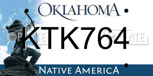 KTK764 Oklahoma License Plate