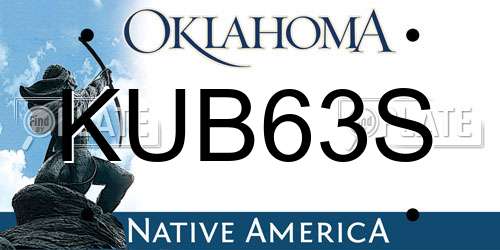 KUB63S Oklahoma License Plate