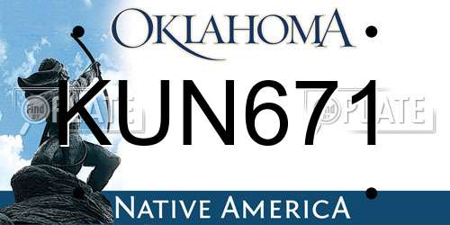 KUN671 Oklahoma License Plate