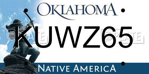 KUWZ65 Oklahoma License Plate