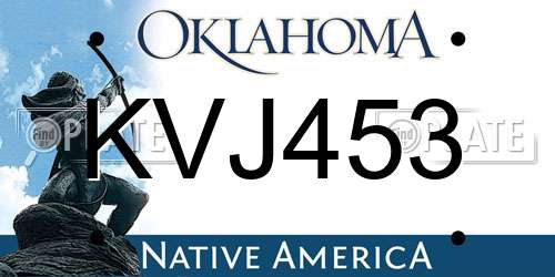 KVJ453 Oklahoma License Plate