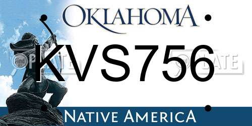 KVS756 Oklahoma License Plate