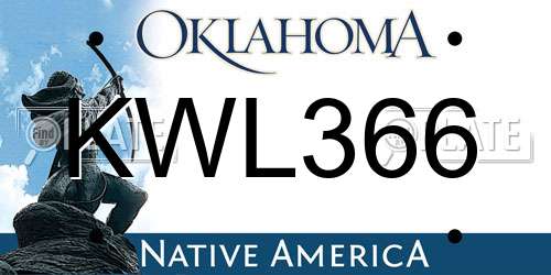 KWL366 Oklahoma License Plate
