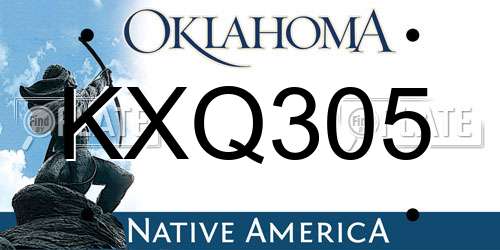 KXQ305 Oklahoma License Plate