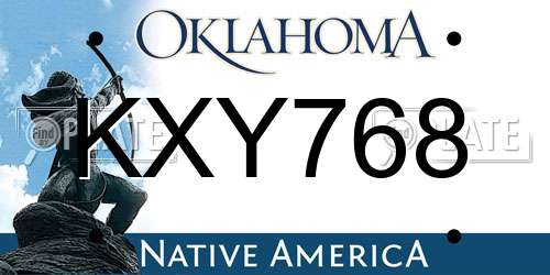 KXY768 Oklahoma License Plate