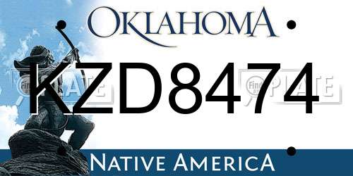 KZD8474 Oklahoma License Plate