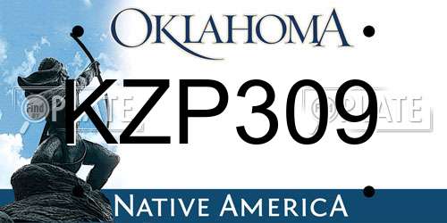KZP309 Oklahoma License Plate