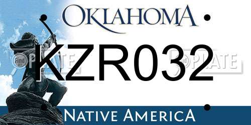 KZR032 Oklahoma License Plate