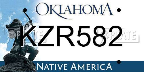 KZR582 Oklahoma License Plate
