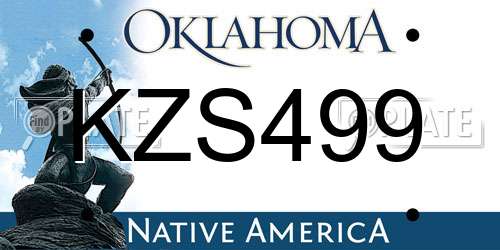 KZS499 Oklahoma License Plate