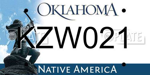 KZW021 Oklahoma License Plate