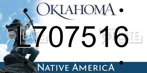 L707516 Oklahoma License Plate
