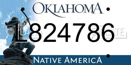 L824786 Oklahoma License Plate