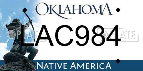 LAC984 Oklahoma License Plate