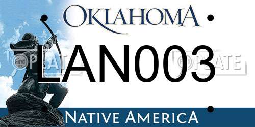 LAN003 Oklahoma License Plate