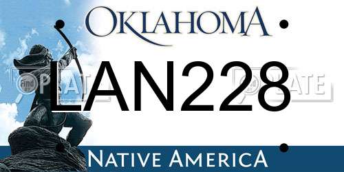 LAN228 Oklahoma License Plate
