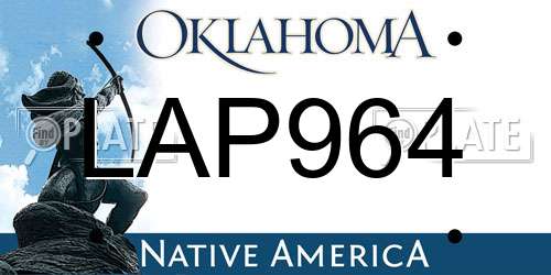 LAP964 Oklahoma License Plate