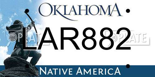 LAR882 Oklahoma License Plate