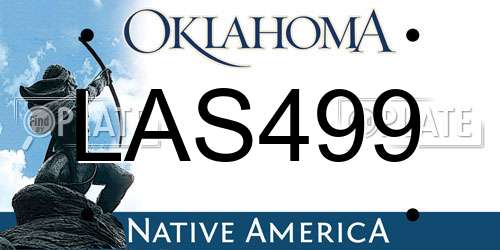 LAS499 Oklahoma License Plate