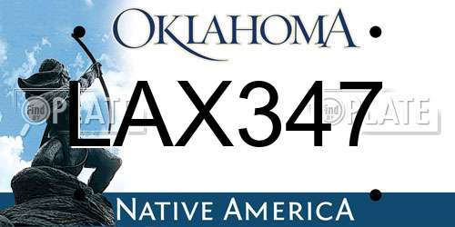 LAX347 Oklahoma License Plate