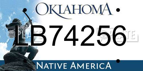 LB74256 Oklahoma License Plate