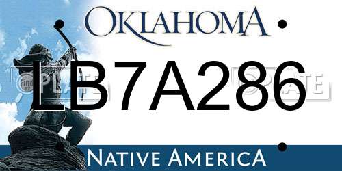 LB7A286 Oklahoma License Plate