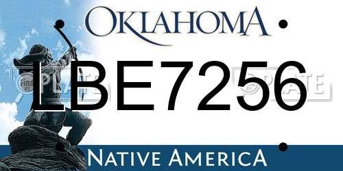 LBE7256 Oklahoma License Plate