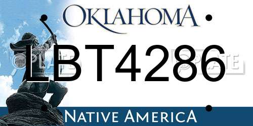 LBT4286 Oklahoma License Plate
