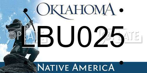 LBU025 Oklahoma License Plate