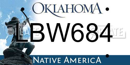 LBW684 Oklahoma License Plate