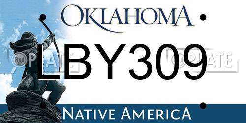 LBY309 Oklahoma License Plate