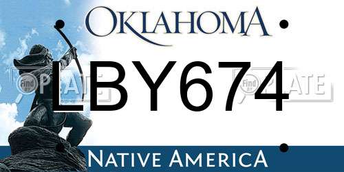 LBY674 Oklahoma License Plate