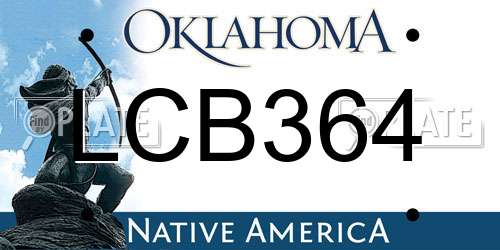 LCB364 Oklahoma License Plate