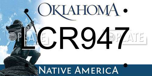 LCR947 Oklahoma License Plate