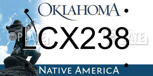 LCX238 Oklahoma License Plate