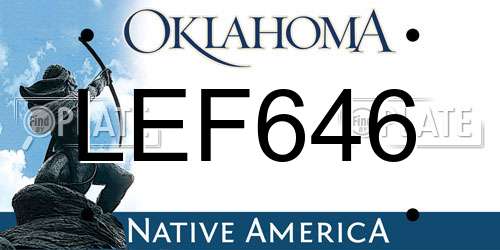 LEF646 Oklahoma License Plate