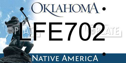 LFE702 Oklahoma License Plate
