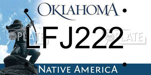 LFJ222 Oklahoma License Plate