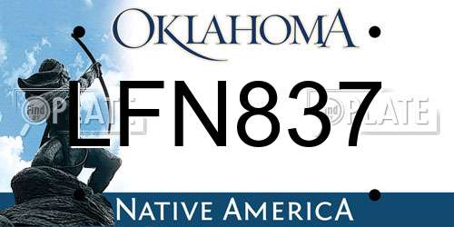 LFN837 Oklahoma License Plate