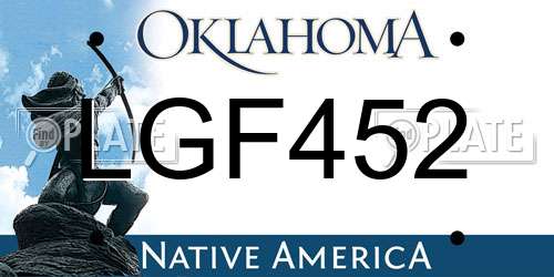 LGF452 Oklahoma License Plate
