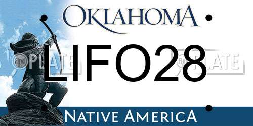 LIFO28 Oklahoma License Plate