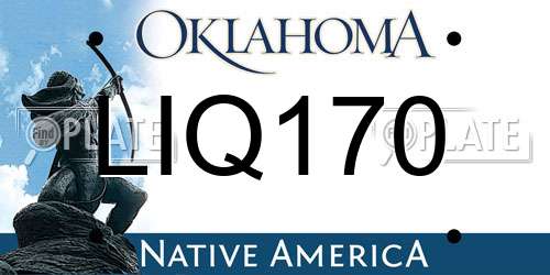 LIQ170 Oklahoma License Plate