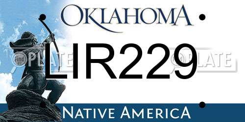 LIR229 Oklahoma License Plate