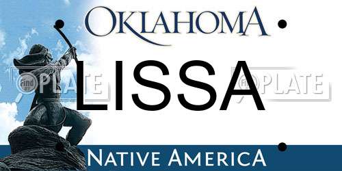 LISSA Oklahoma License Plate