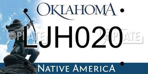 LJH020 Oklahoma License Plate