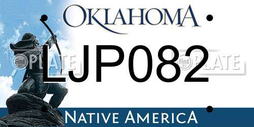 LJP082 Oklahoma License Plate